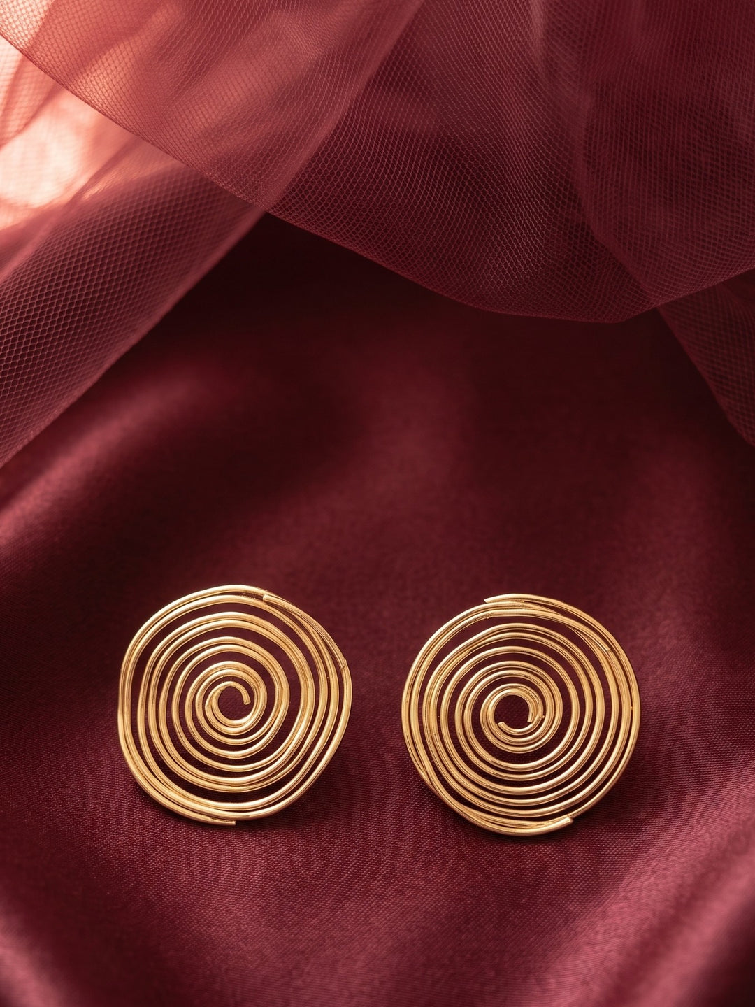 Monstera Golden Spiral Earrings
