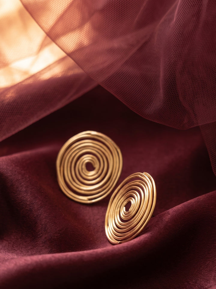 Monstera Golden Spiral Earrings