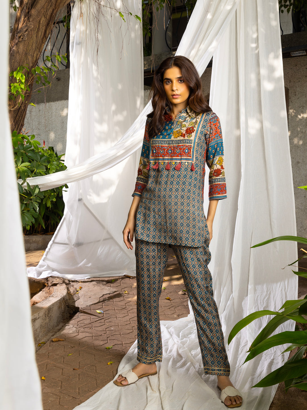 AYESHA CLOUD PRINTED MUSLIN CO-ORD SET