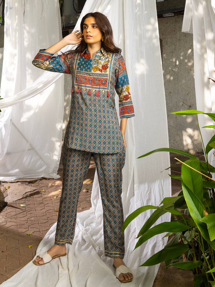 AYESHA CLOUD PRINTED MUSLIN CO-ORD SET