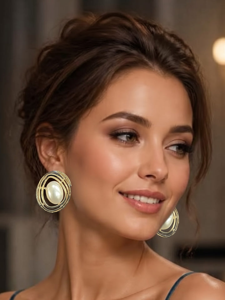 Monstera Pearl Coil Earrings
