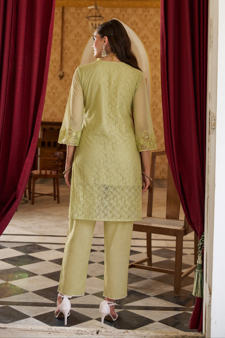 Anumeha sage embroidery co-ord set