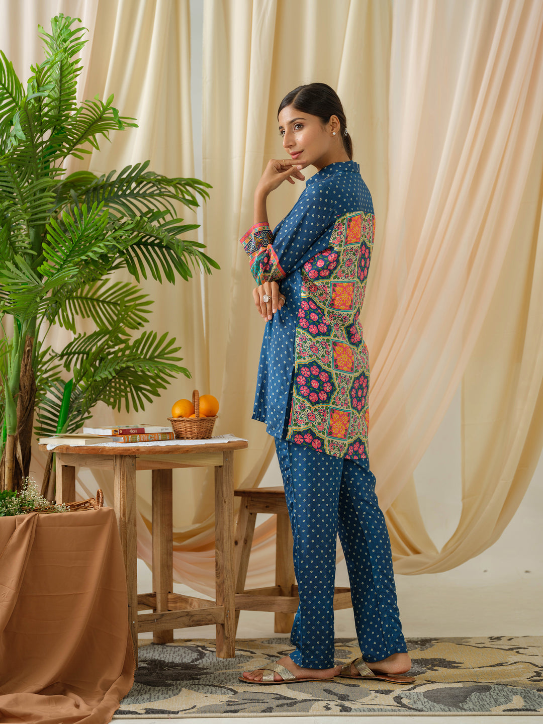 Ayesha Azure Printed Muslin Co-ord Set