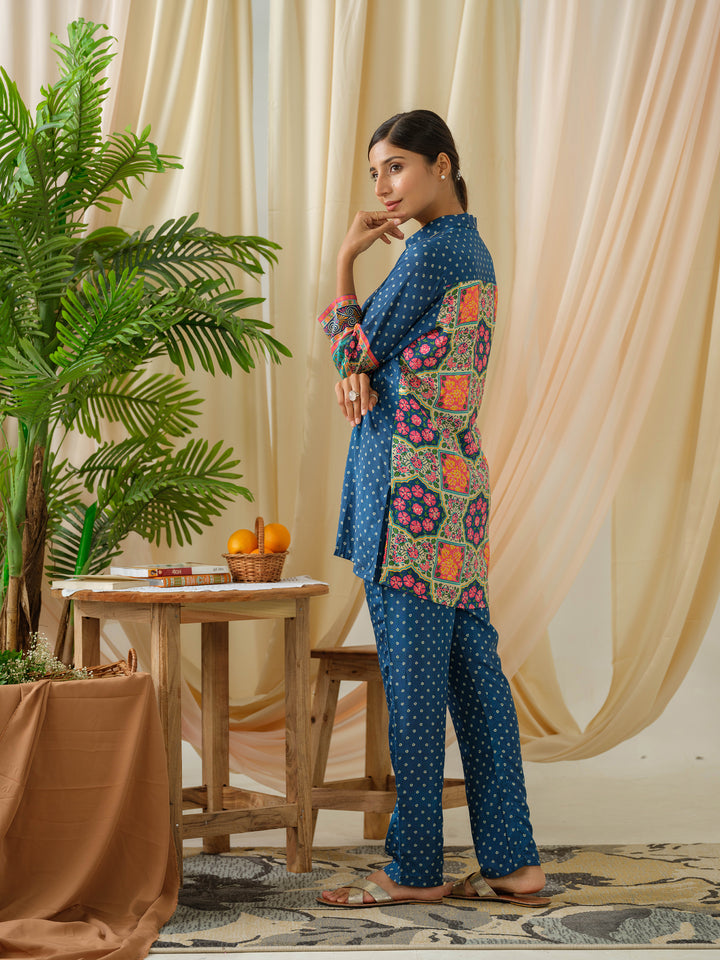 Ayesha Azure Printed Muslin Co-ord Set