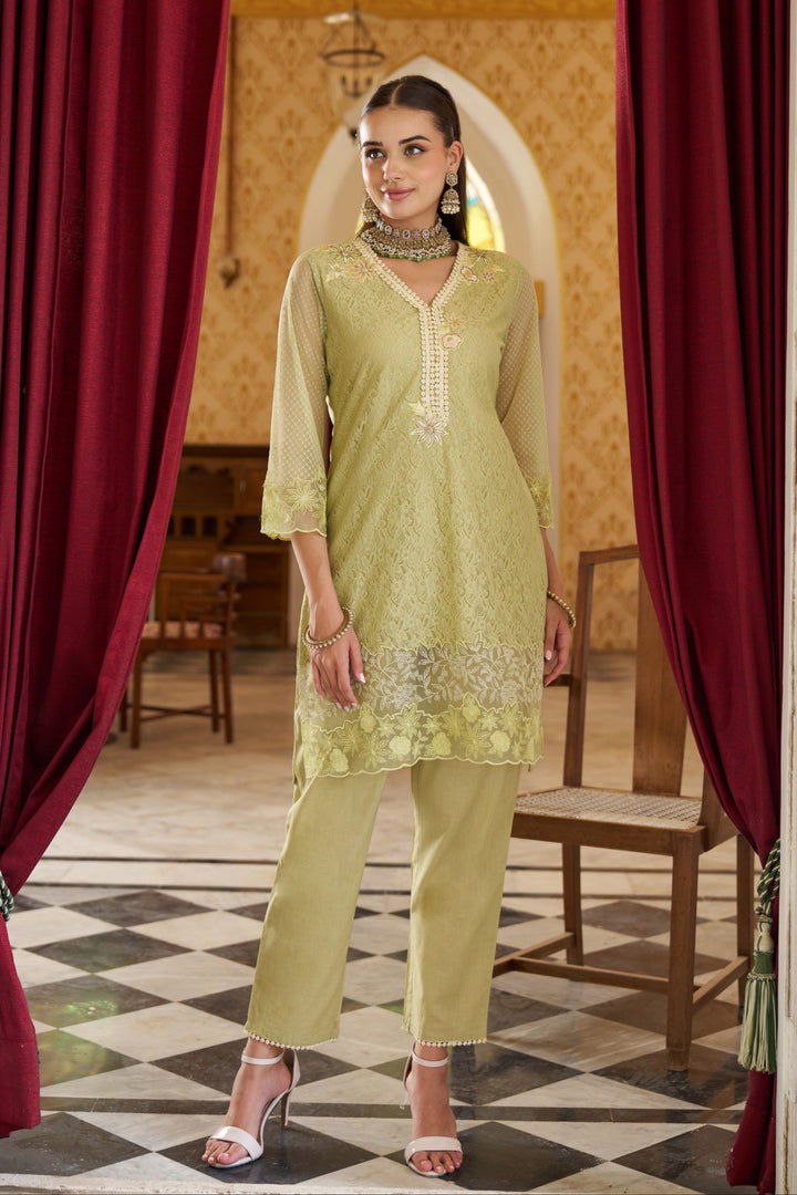 Anumeha sage embroidery co-ord set