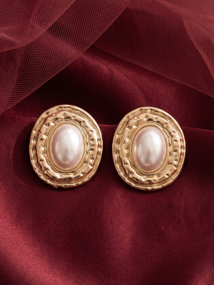 Monstera Embellished Pearl Earrings