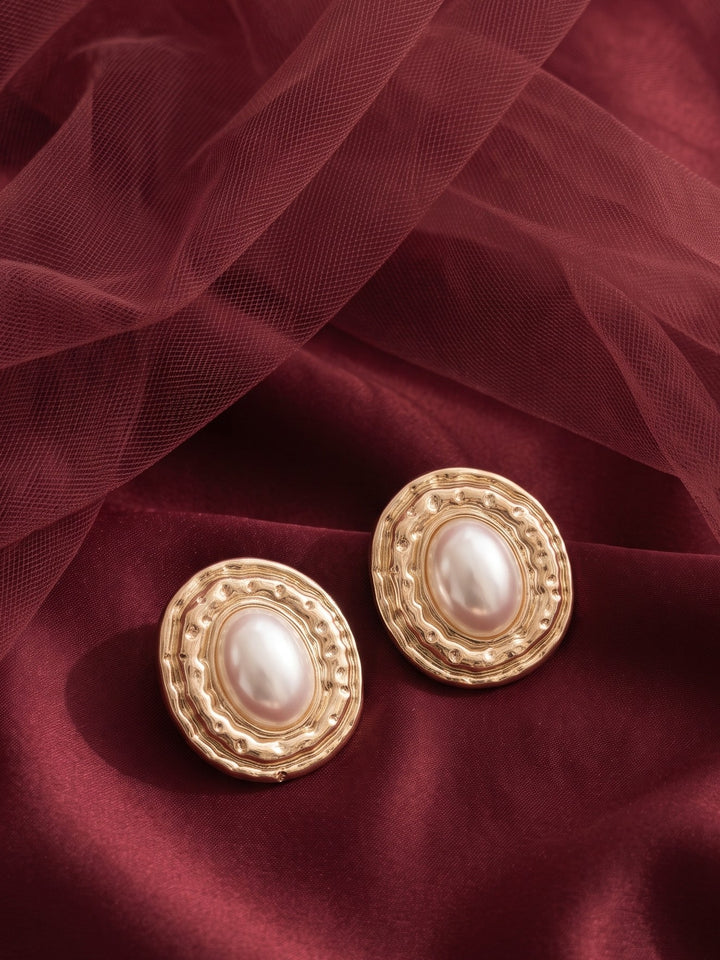 Monstera Embellished Pearl Earrings