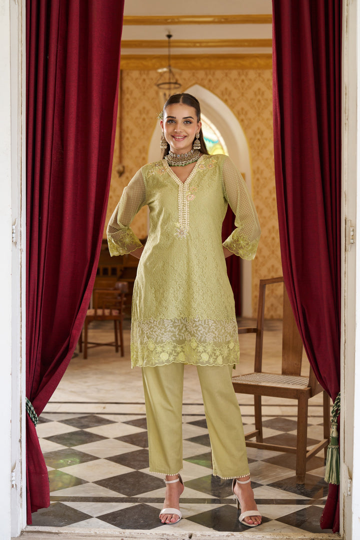Anumeha sage embroidery co-ord set