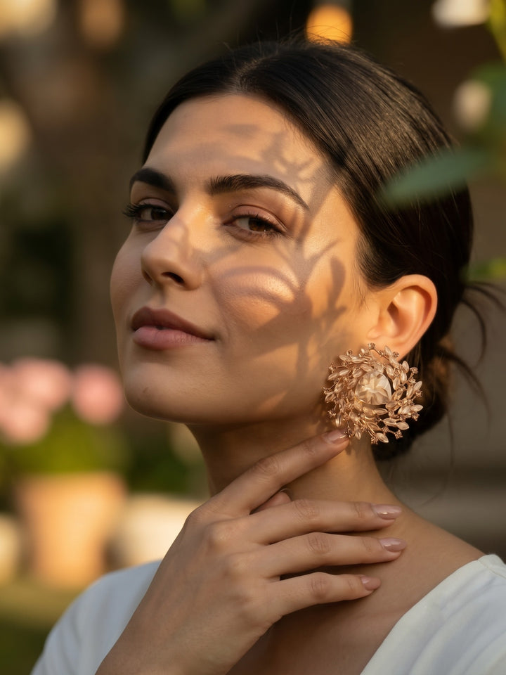 Monstera Glided Fanlight Earrings