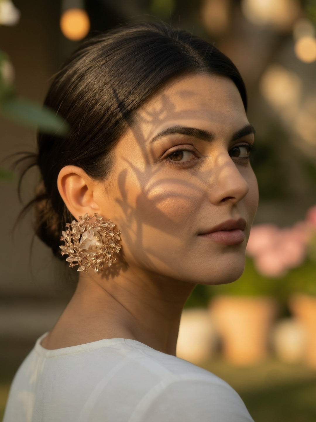 Monstera Glided Fanlight Earrings