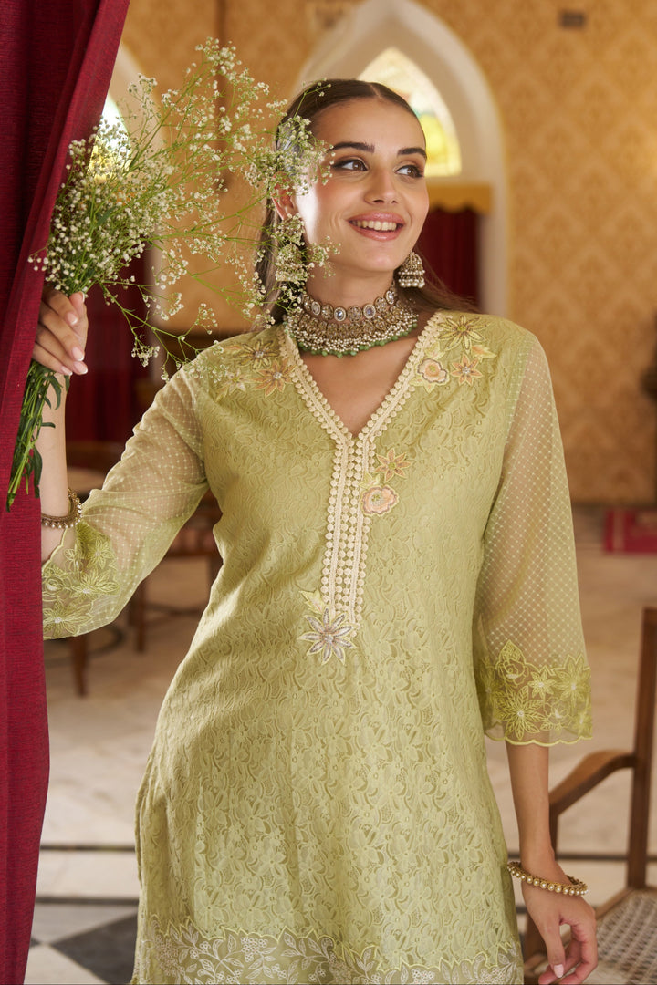 Anumeha sage embroidery co-ord set