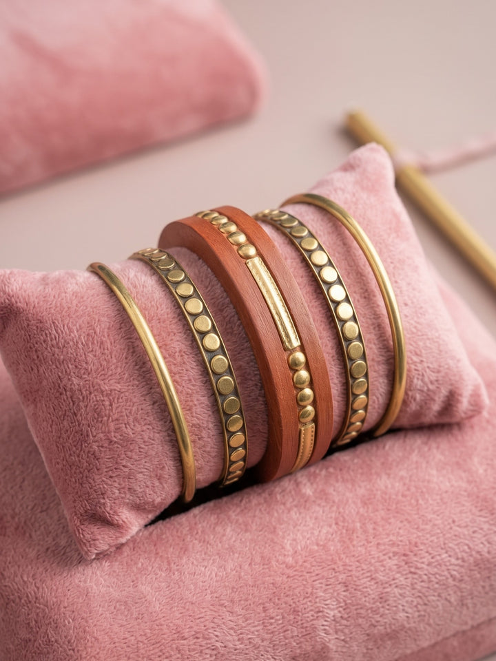 Golden Charm Bangles Set