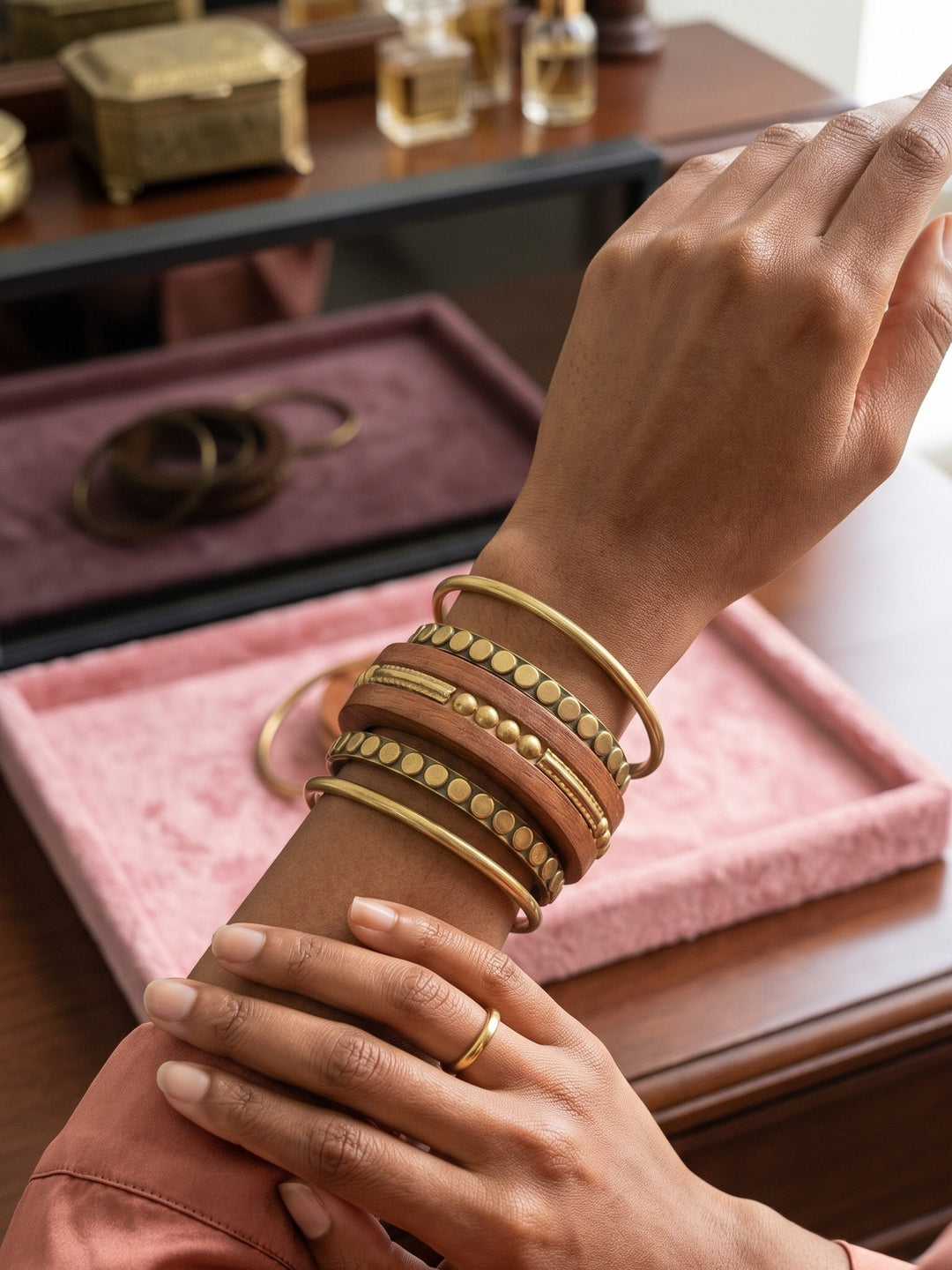 Golden Charm Bangles Set