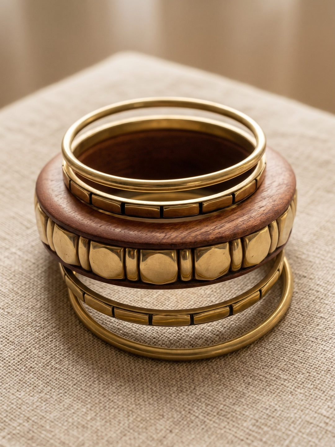 Golden Panel Bangle Set