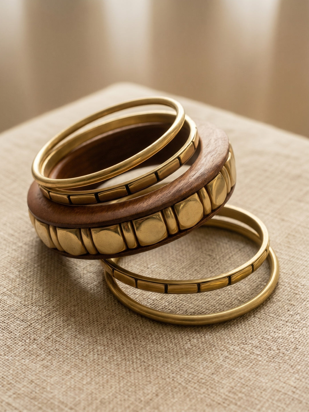 Golden Panel Bangle Set