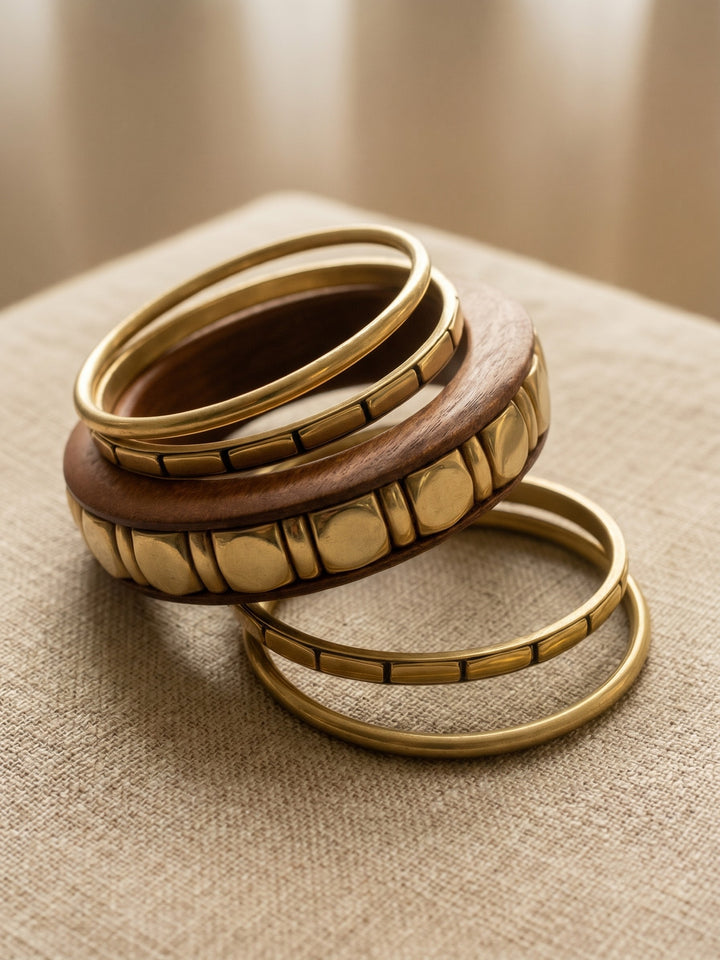 Golden Panel Bangle Set