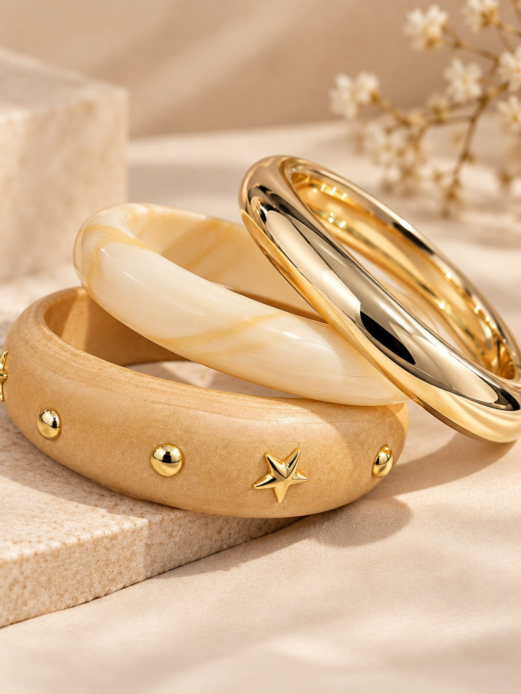 Ivory Charm Bangle Set