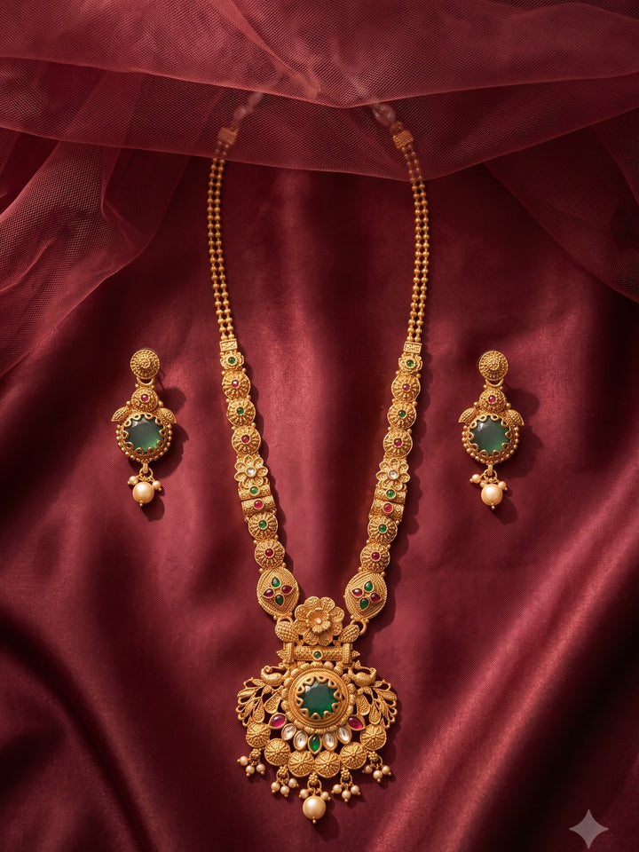Mahalakshmi Antique Haram Necklace Set