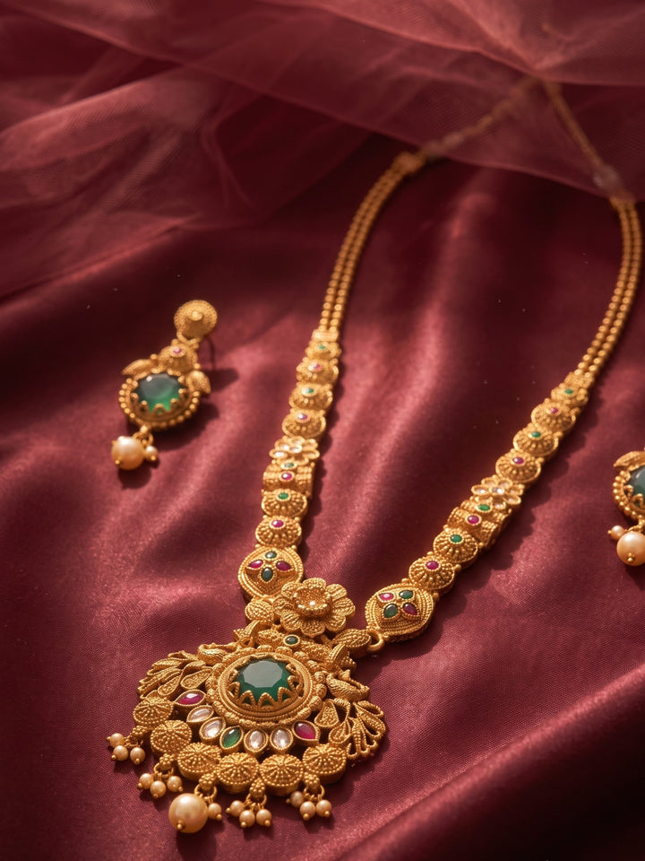 Mahalakshmi Antique Haram Necklace Set