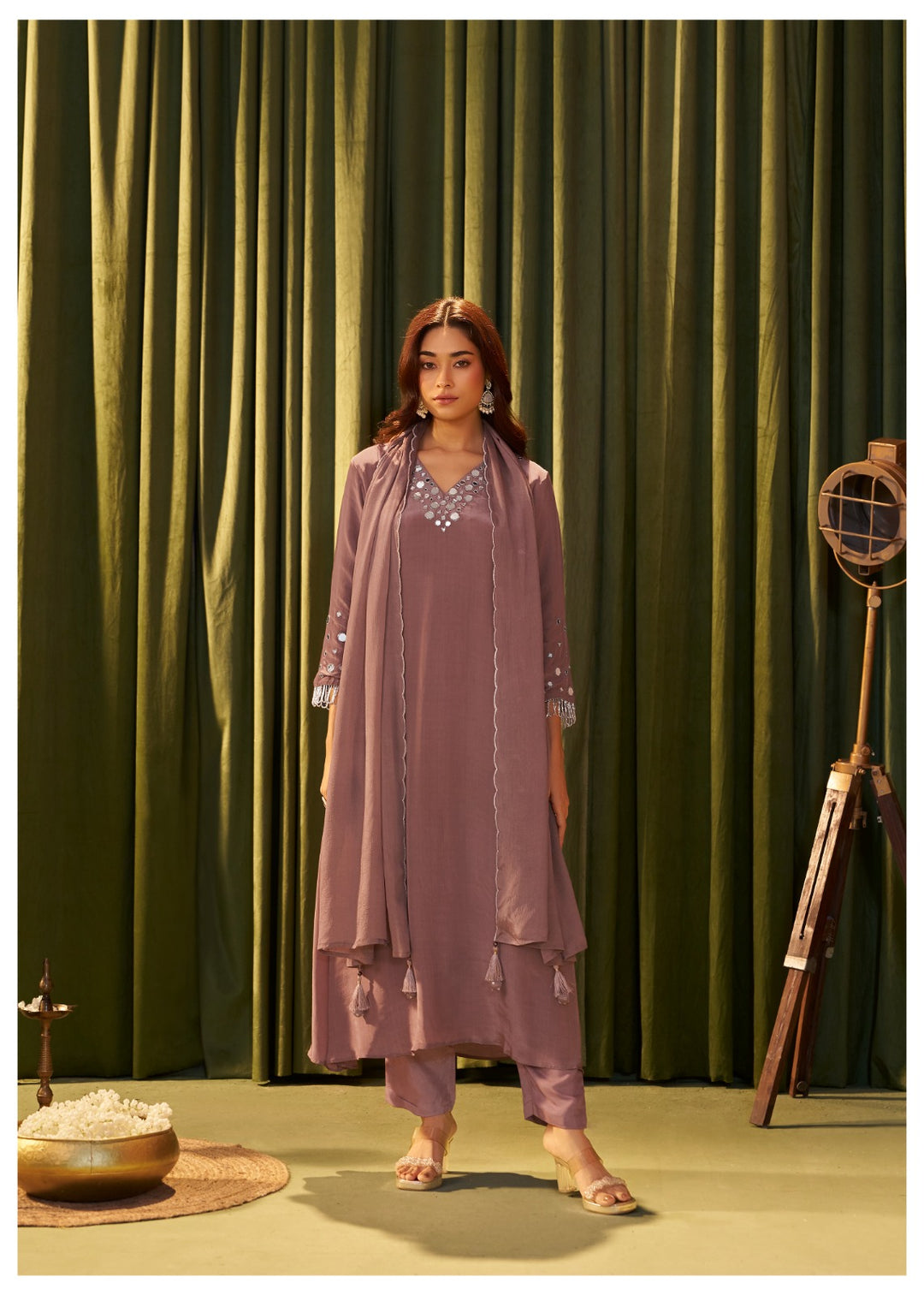 Albeli Caramel full work premium suit set