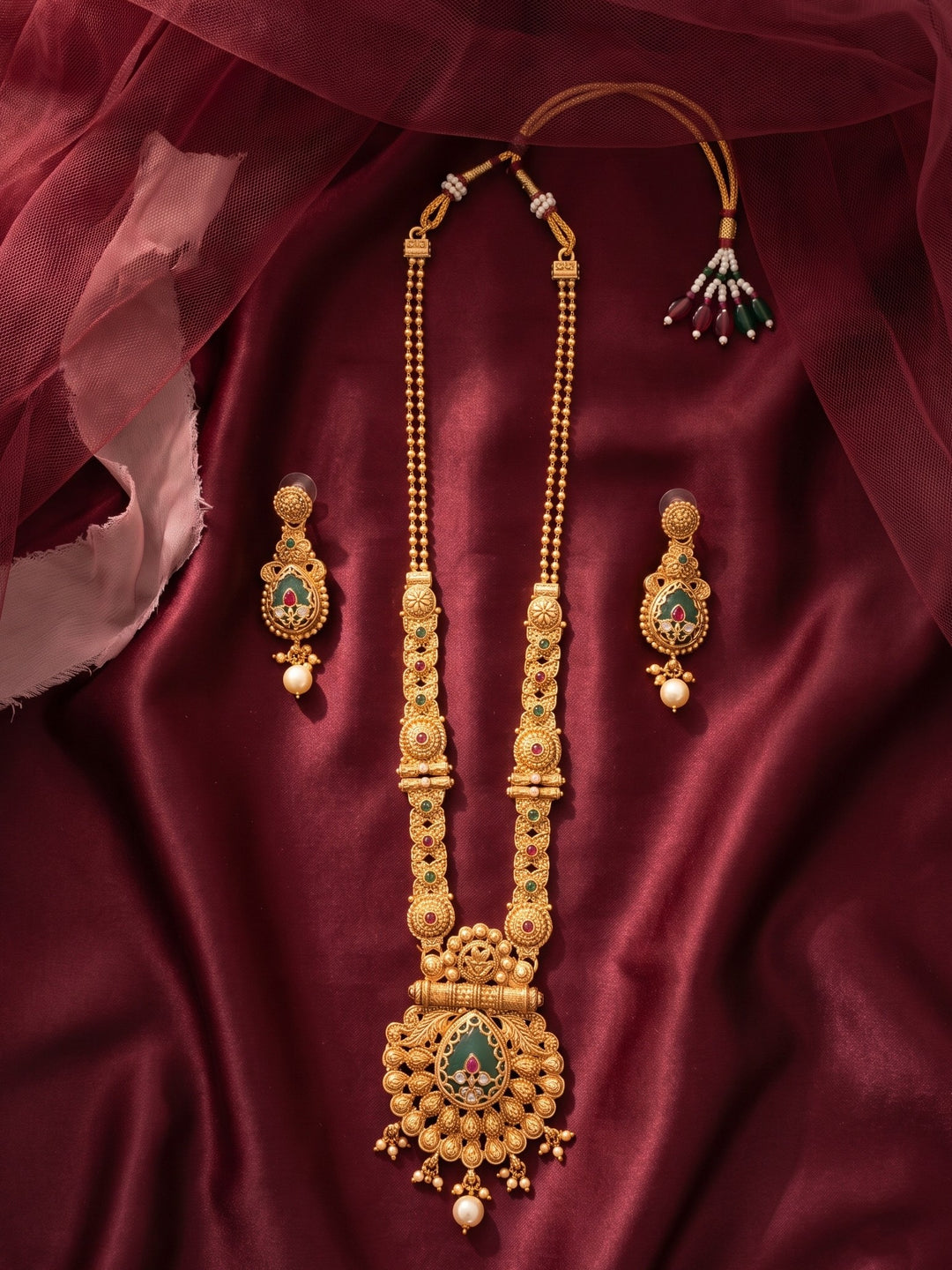 Mahalakshmi Kundan peacock Necklace Set