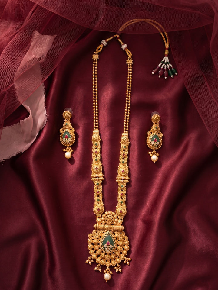 Mahalakshmi Kundan peacock Necklace Set