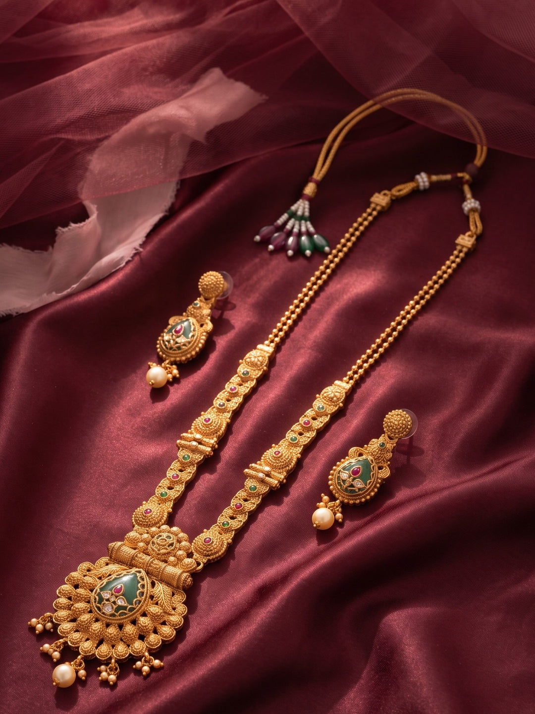 Mahalakshmi Kundan peacock Necklace Set