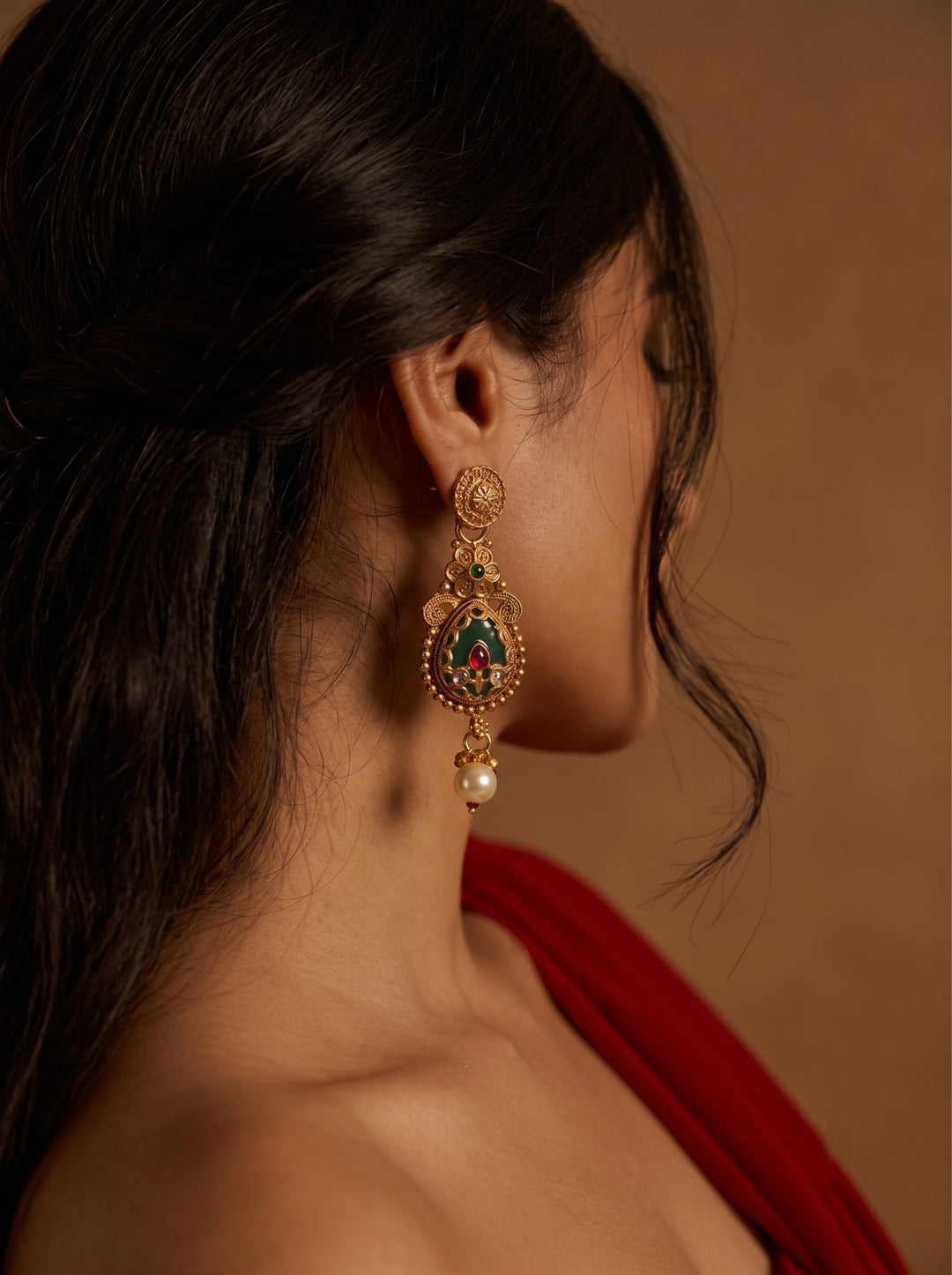 Mahalakshmi Kundan peacock Necklace Set