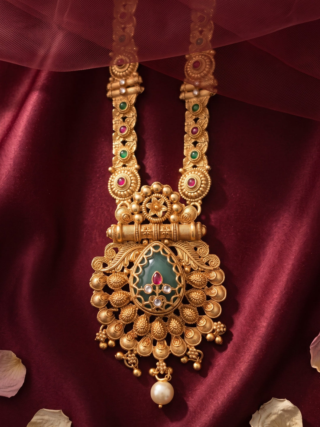 Mahalakshmi Kundan peacock Necklace Set