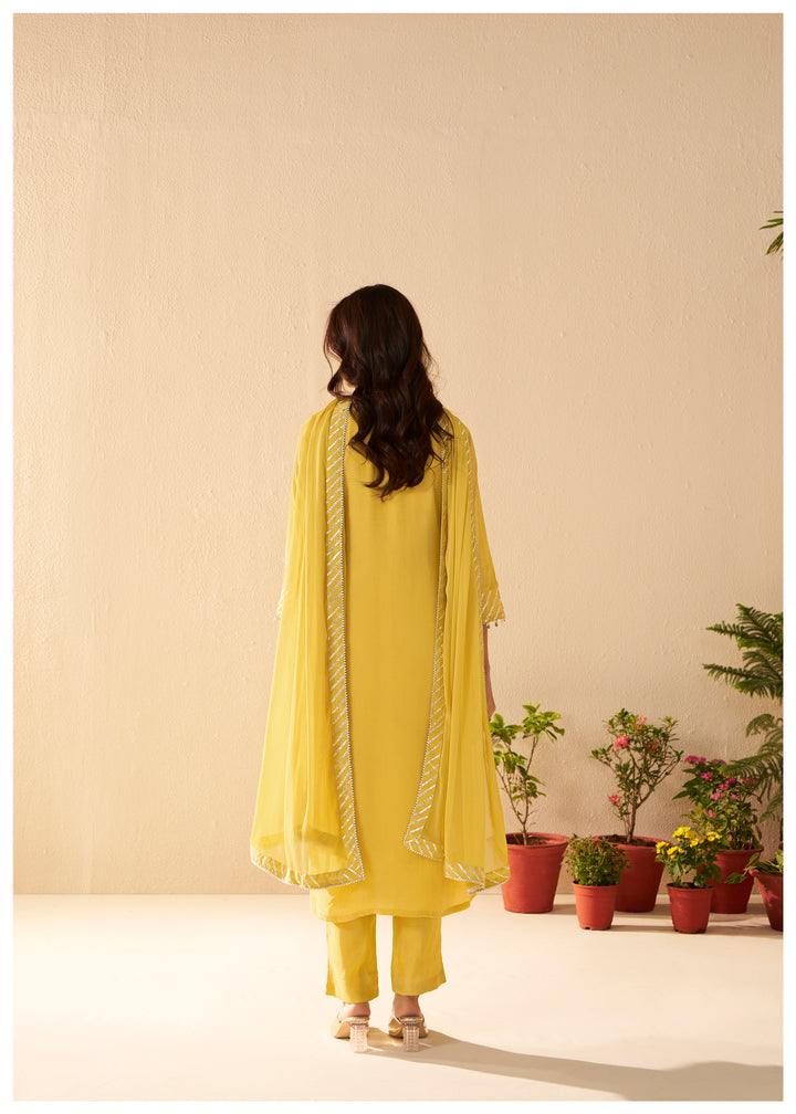 Albeli Lemon Applique work Premium suit set