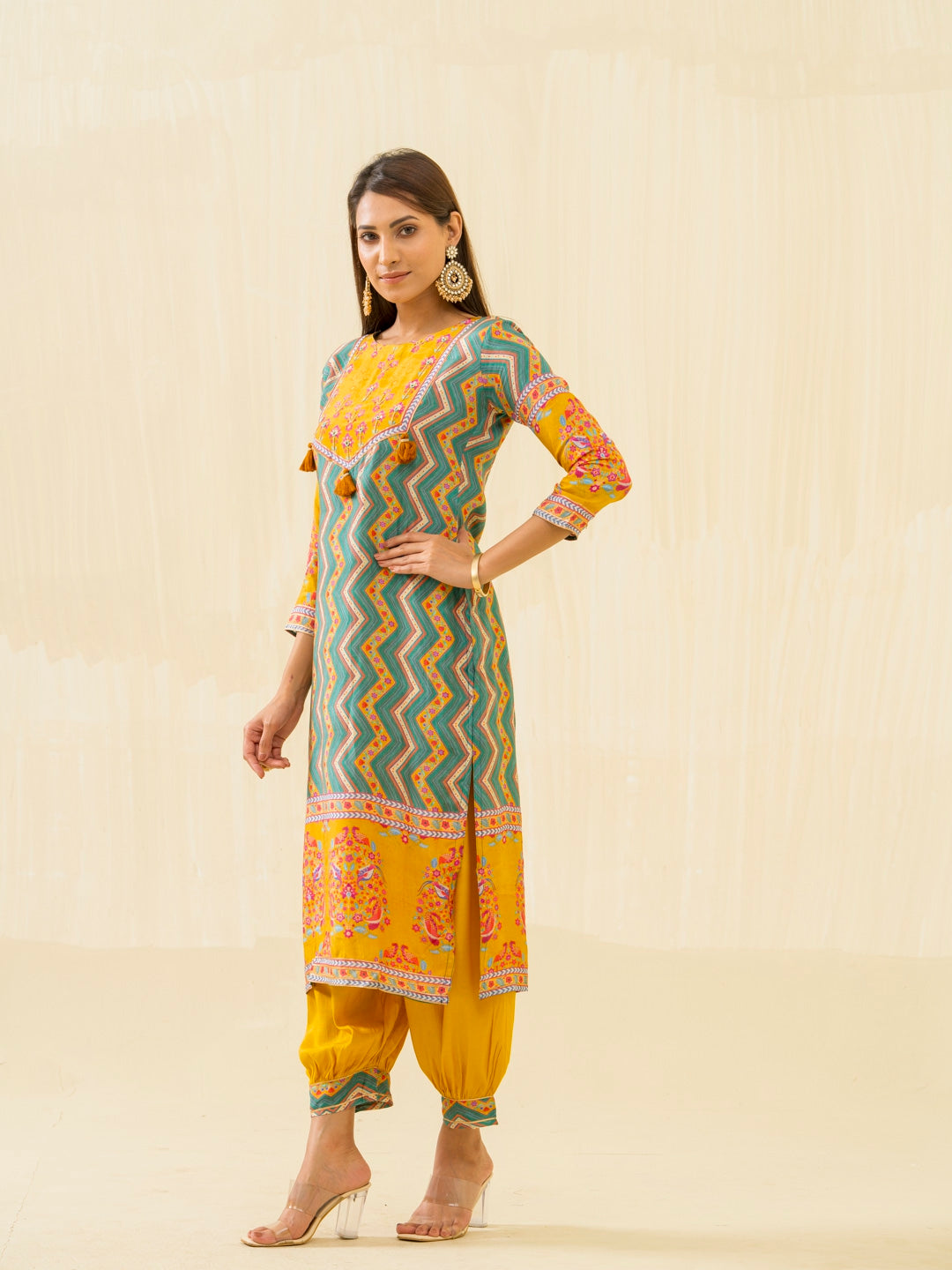 RUPAL canary MUSLIN DIGITAL Print KURTA PANT SET