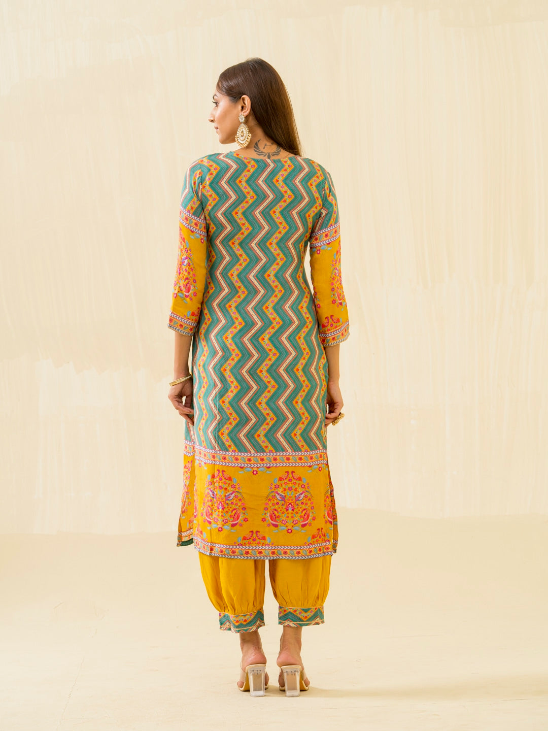 RUPAL canary MUSLIN DIGITAL Print KURTA PANT SET