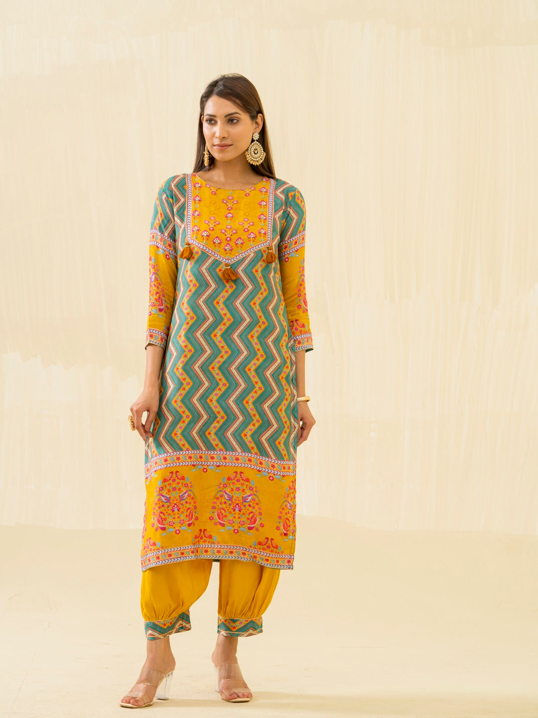 RUPAL canary MUSLIN DIGITAL Print KURTA PANT SET