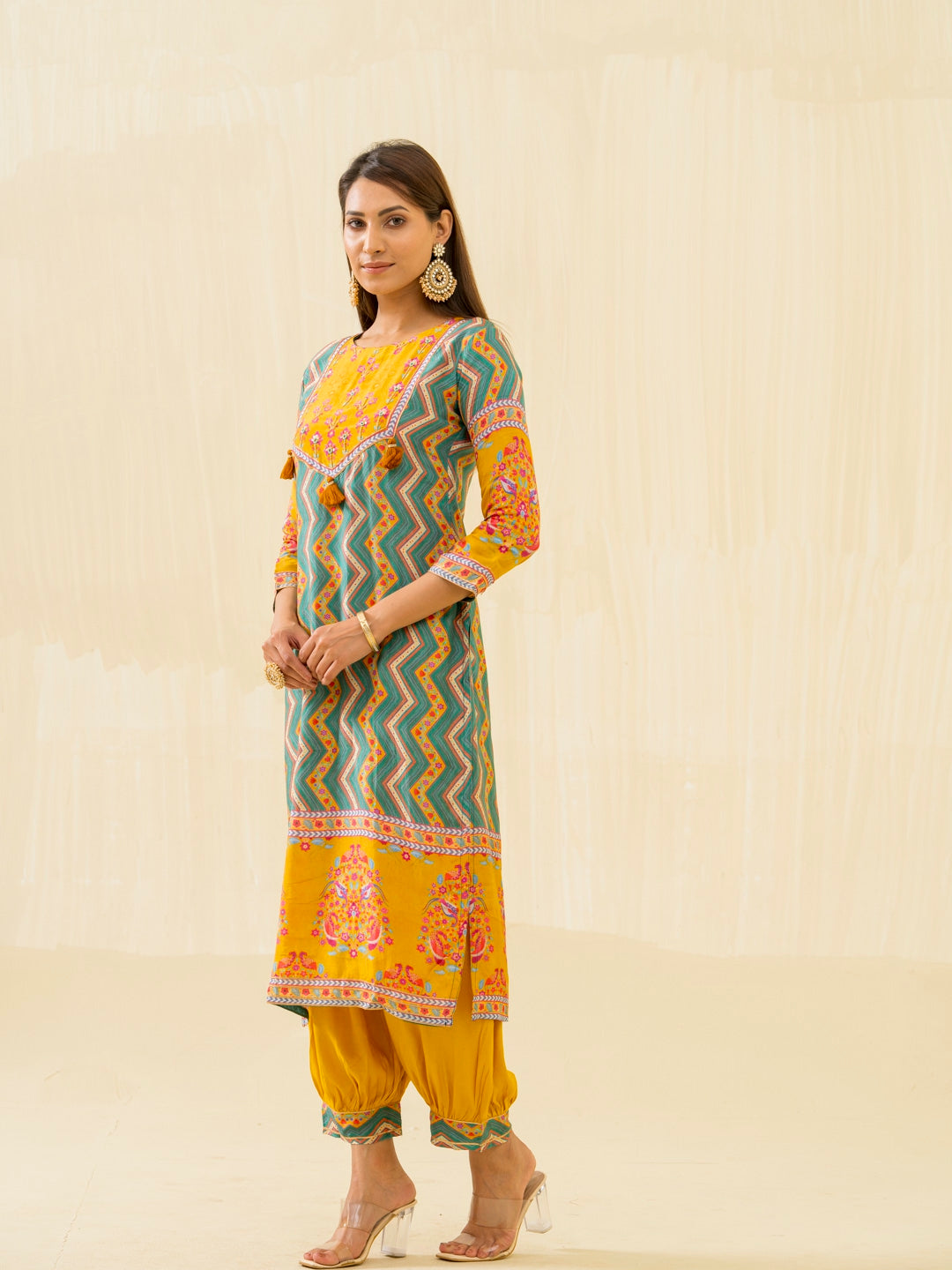 RUPAL canary MUSLIN DIGITAL Print KURTA PANT SET