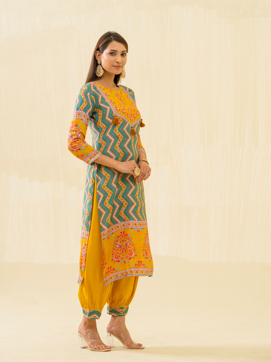 RUPAL canary MUSLIN DIGITAL Print KURTA PANT SET