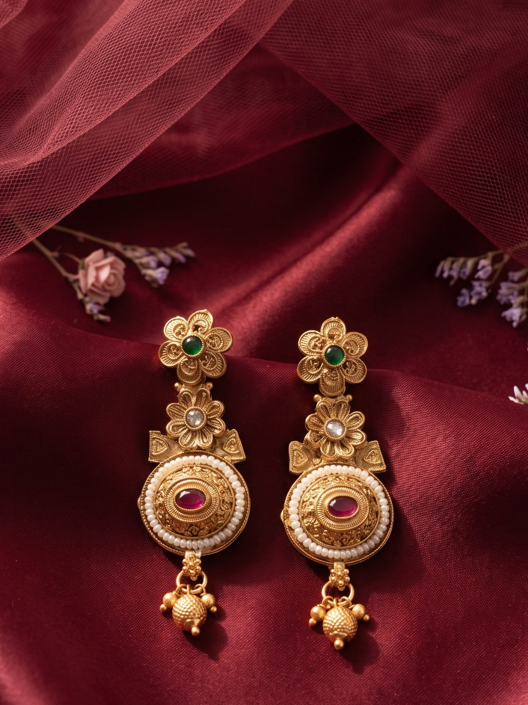 Lakshmi Heritage Ruby Bloom Necklace set