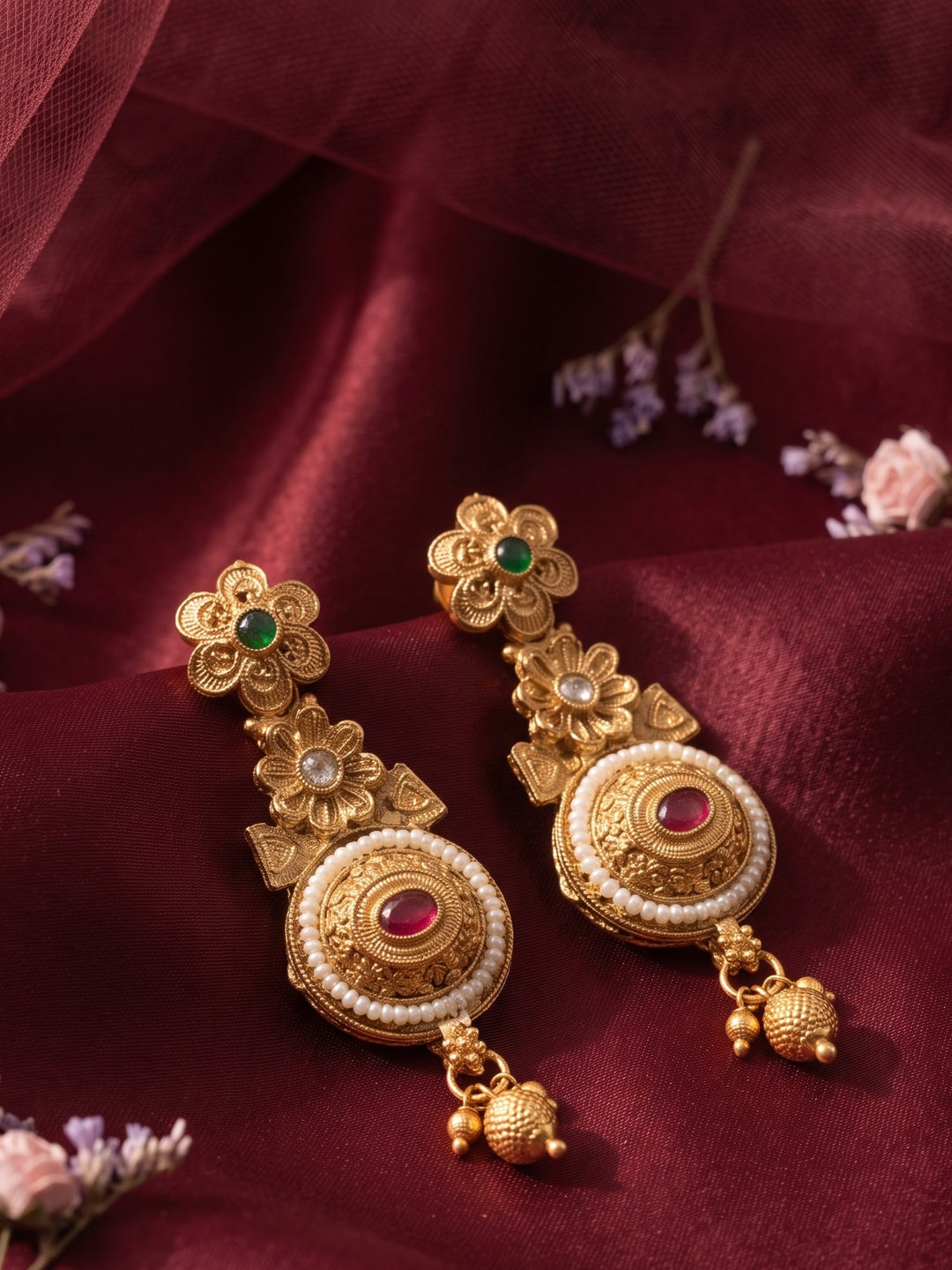 Lakshmi Heritage Ruby Bloom Necklace set