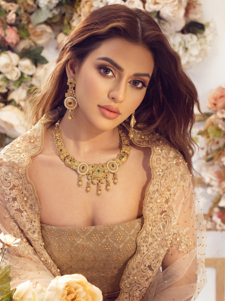 Lakshmi Heritage Ruby Bloom Necklace set