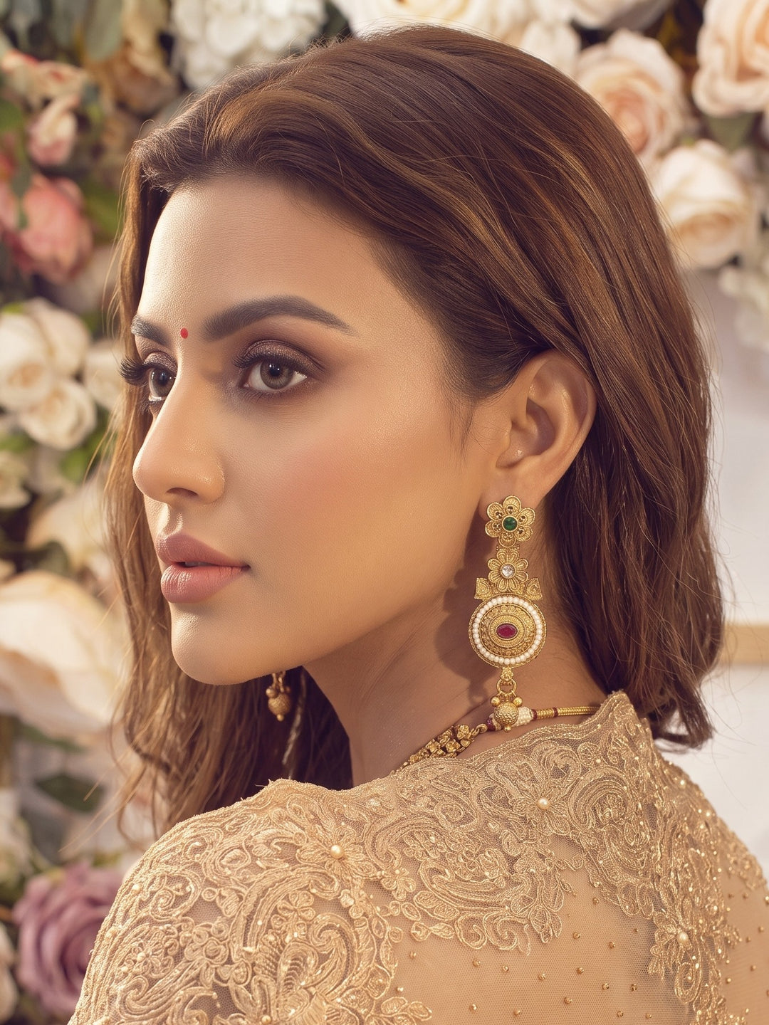 Lakshmi Heritage Ruby Bloom Necklace set