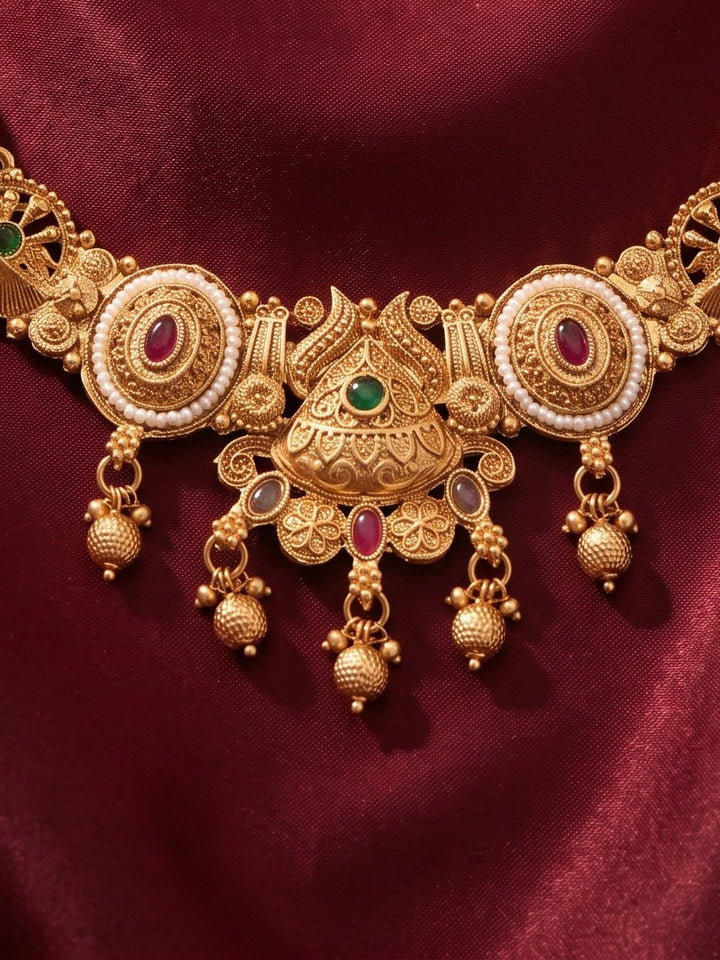 Lakshmi Heritage Ruby Bloom Necklace set