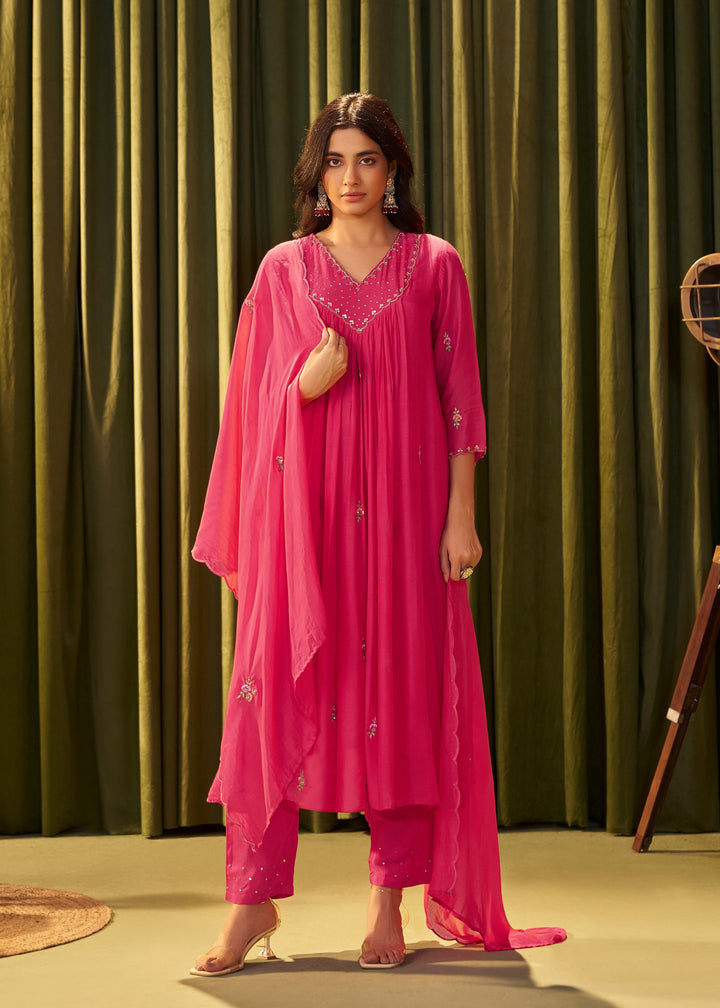 Albeli flamingo full work premium suit set