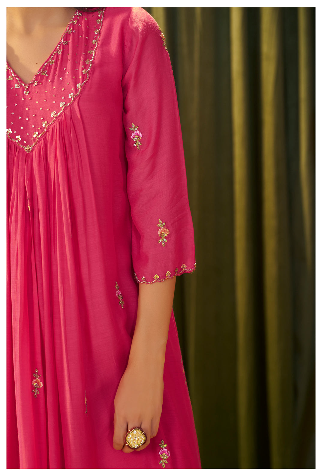 Albeli flamingo full work premium suit set