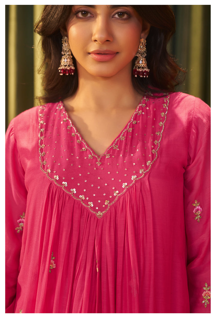 Albeli flamingo full work premium suit set