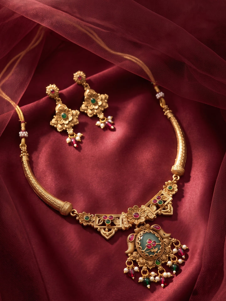 Pushpika Harit Ratna Necklace Set