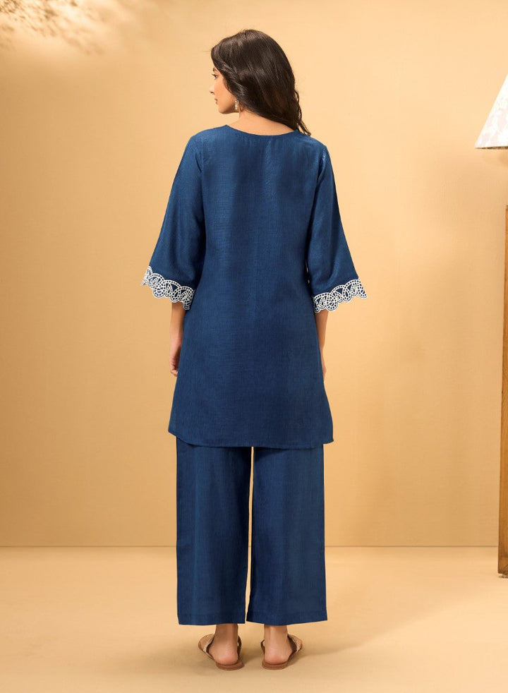 Itrh cobalt embroidery cotton co-ord set