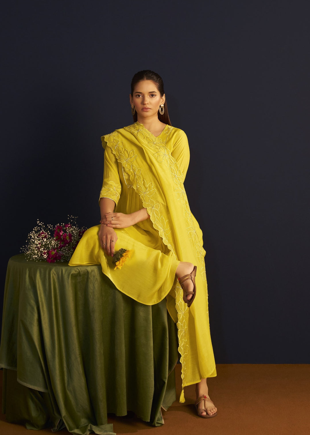 Miami Gold embroidery suit set