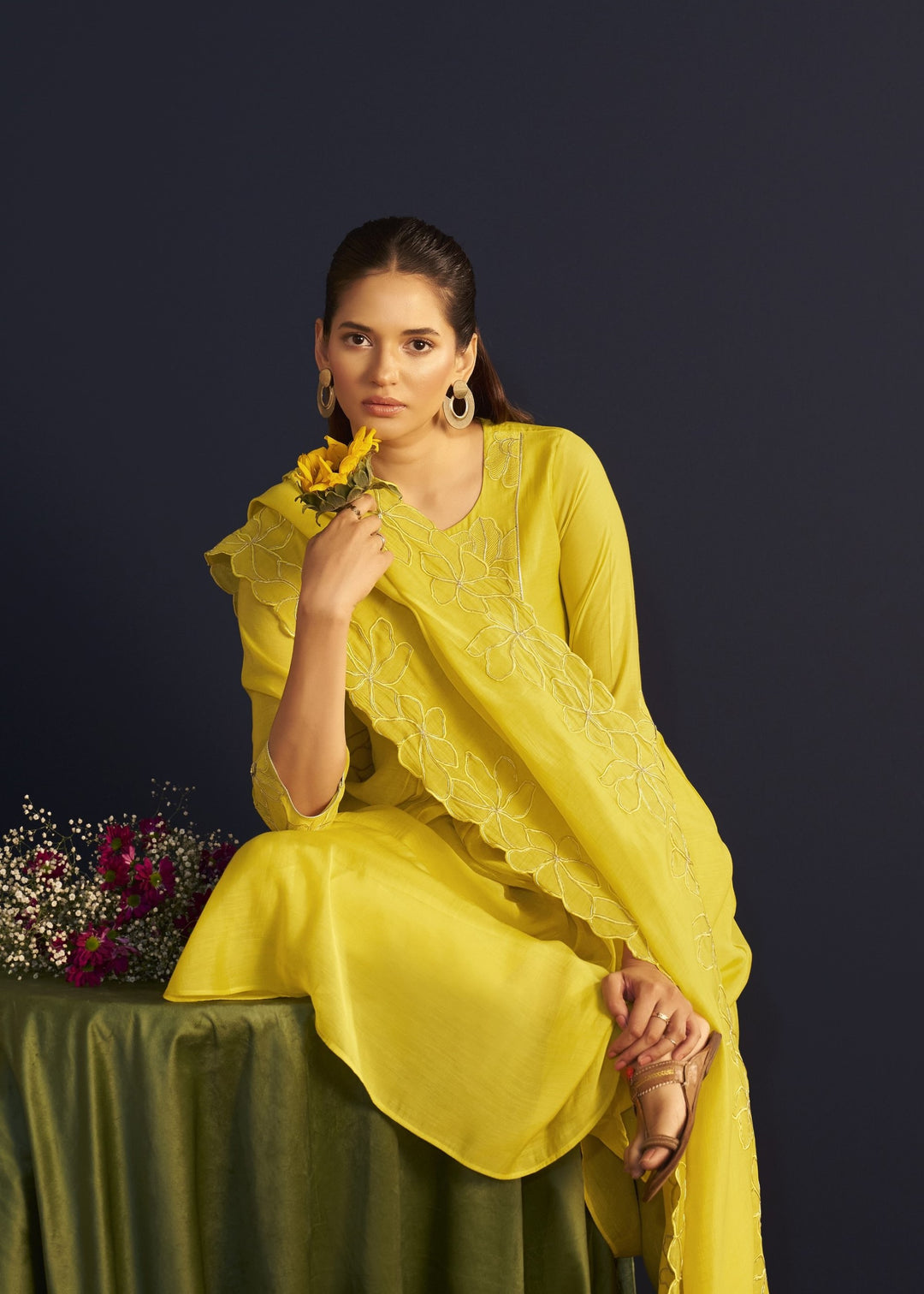 Miami Gold embroidery suit set