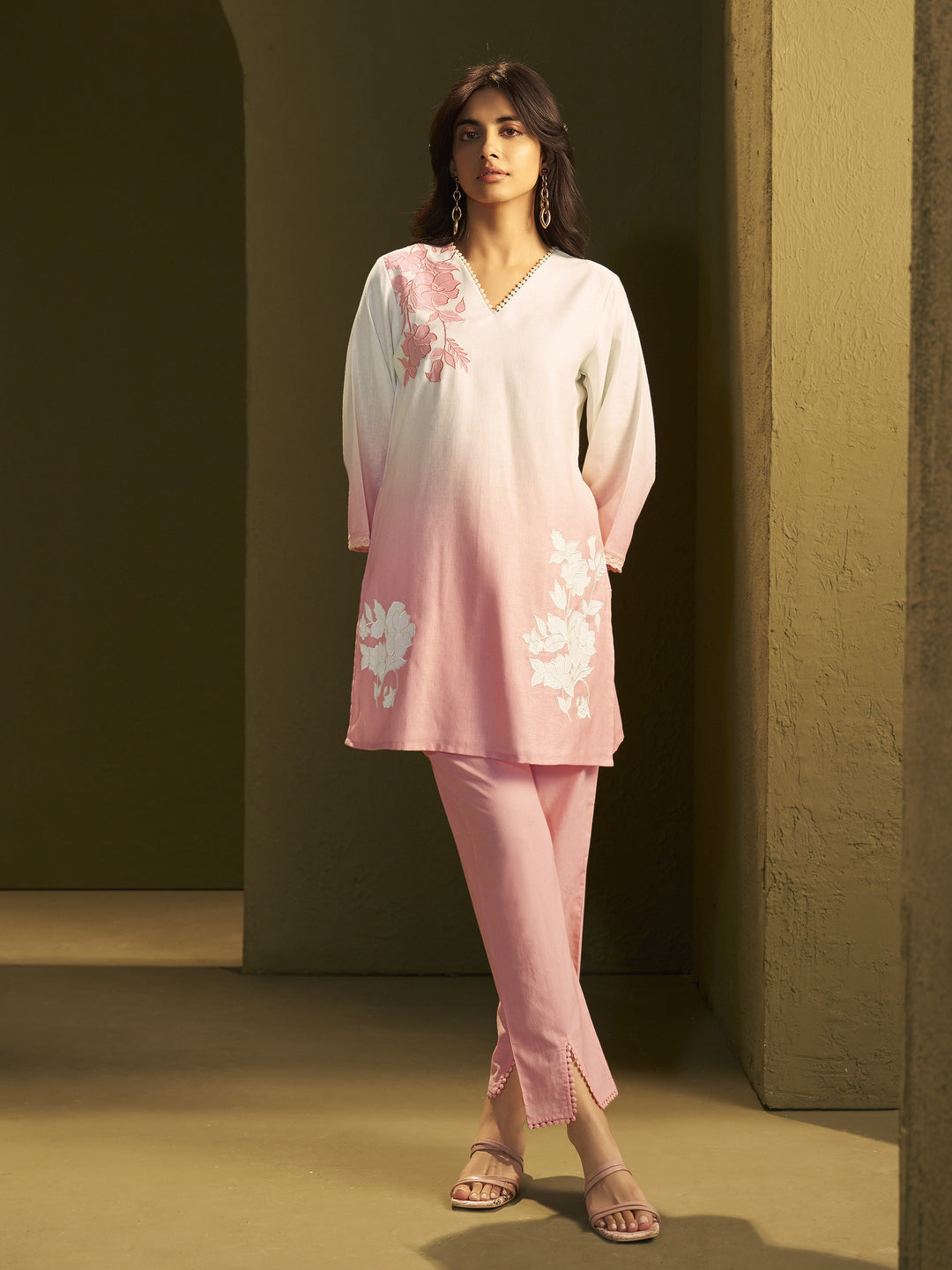 itrh softpink embroidery cotton co-ord set