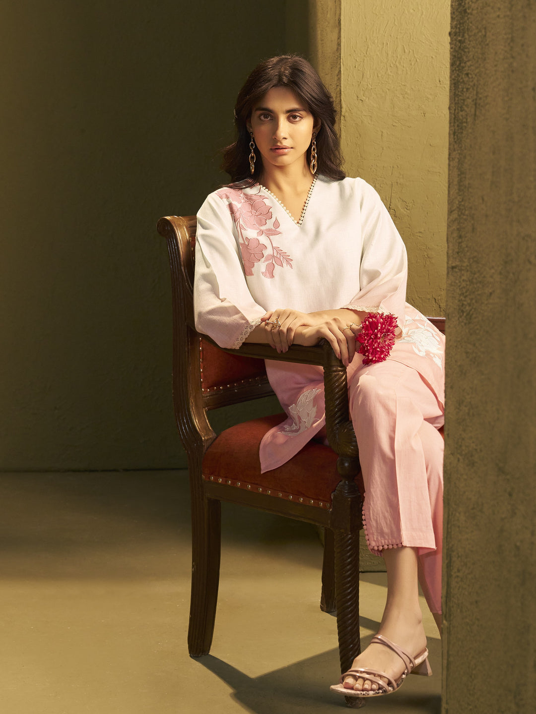 itrh softpink embroidery cotton co-ord set