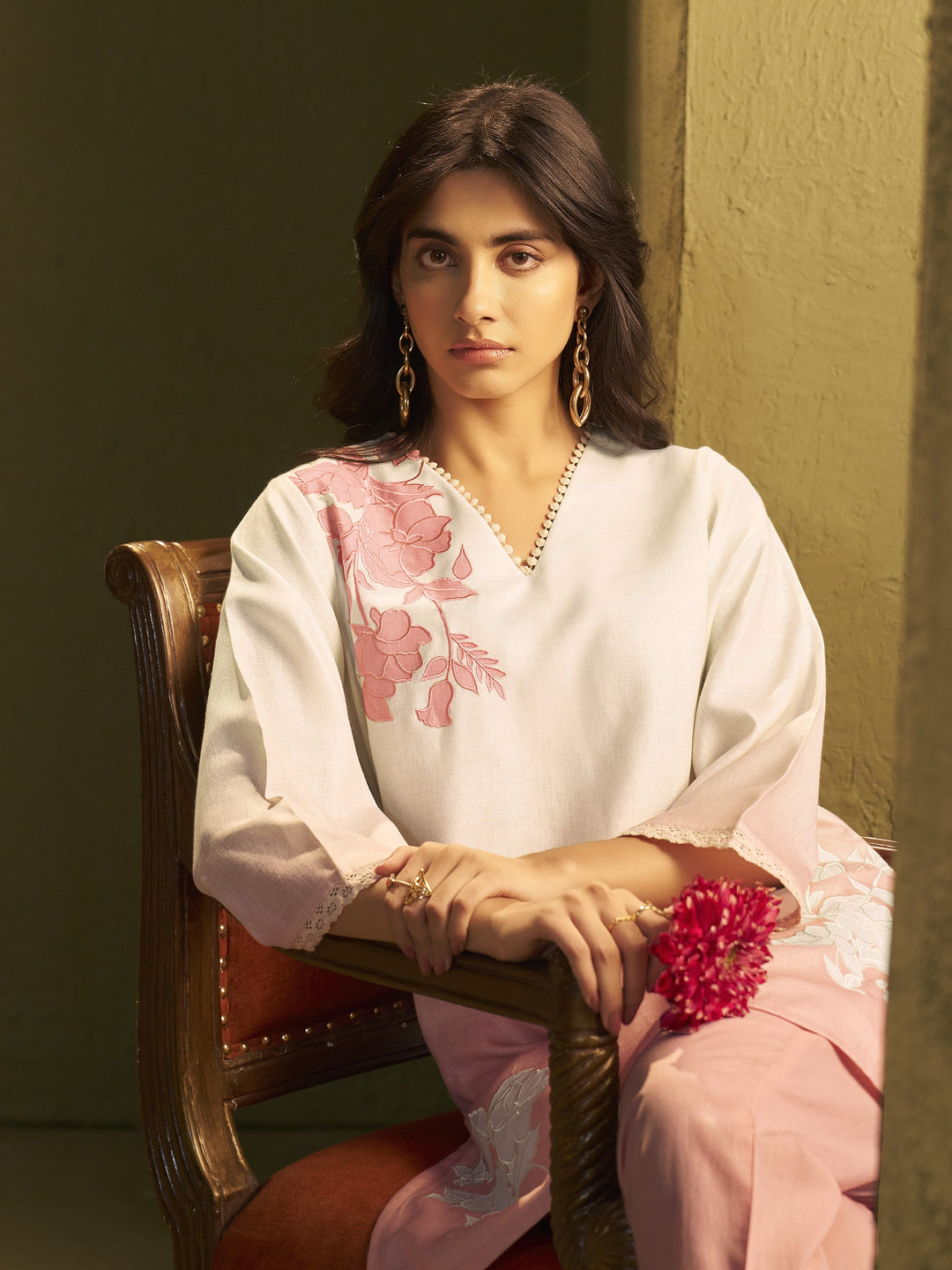 itrh softpink embroidery cotton co-ord set